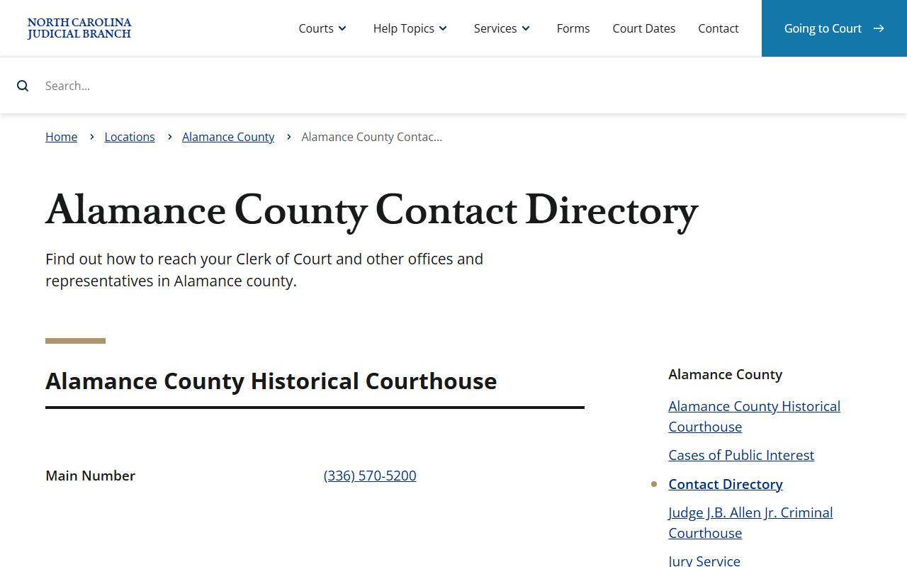 Alamance County court records after arrest contact directory
